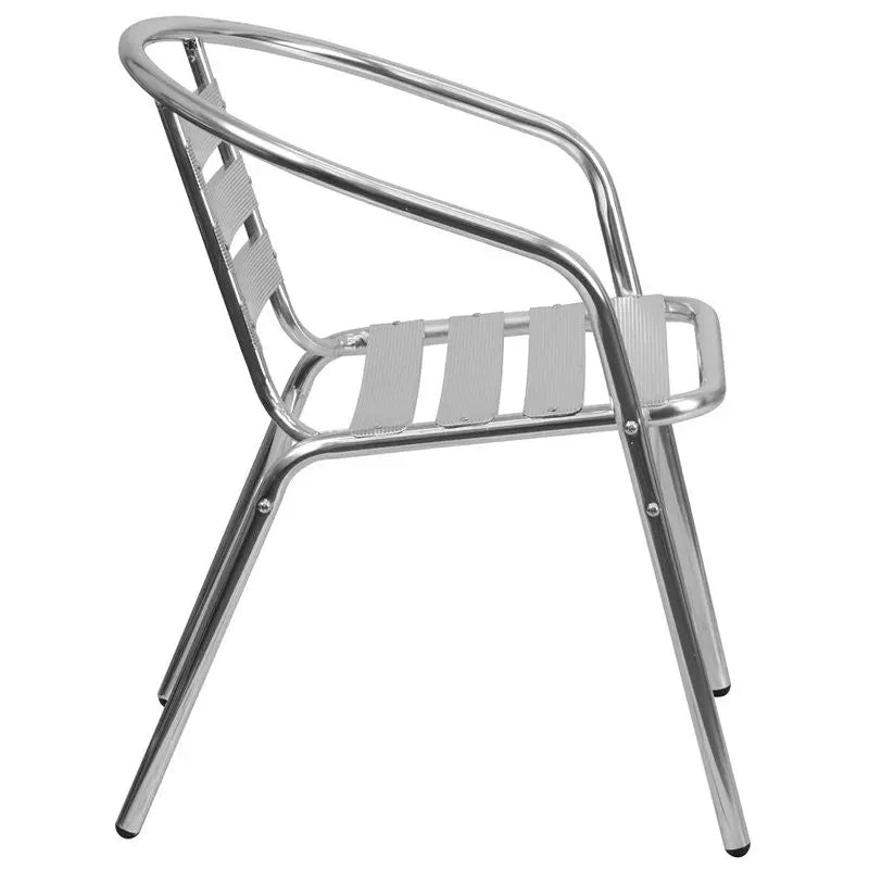 Skovde Aluminum Stack Chair w/Triple Slat Back & Arms for Patio/Bar/Restaurant iHome Studio