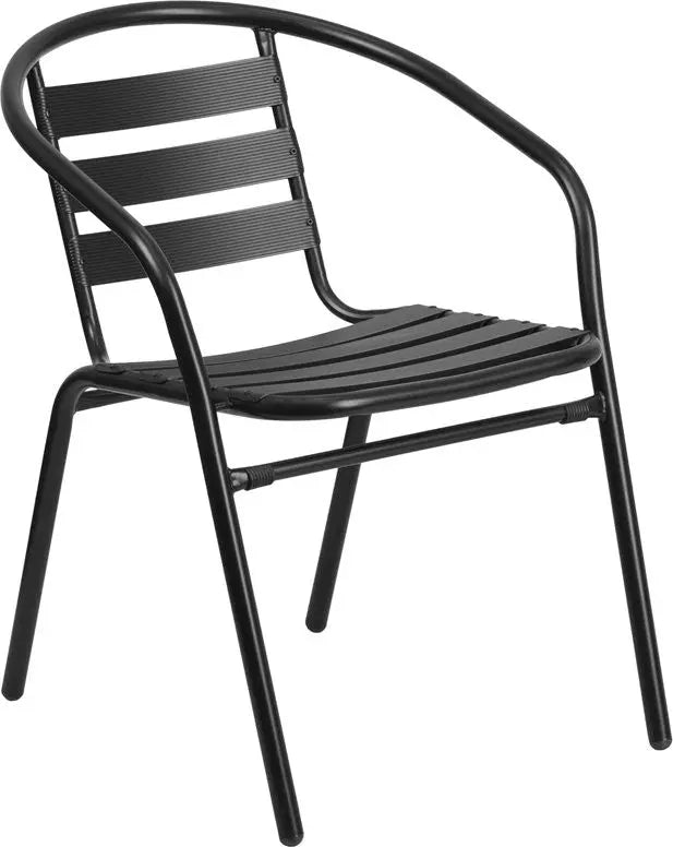 Skovde Black Metal Stack Chair with Aluminum Slats for Patio/Bar/Restaurant iHome Studio