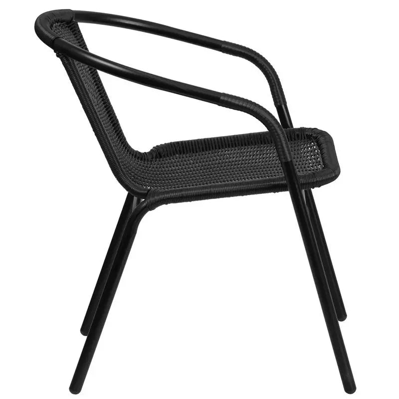 Skovde Black Rattan Stack Chair for Patio/Bar/Restaurant iHome Studio
