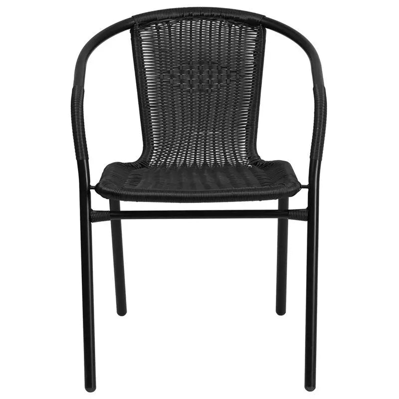 Skovde Black Rattan Stack Chair for Patio/Bar/Restaurant iHome Studio