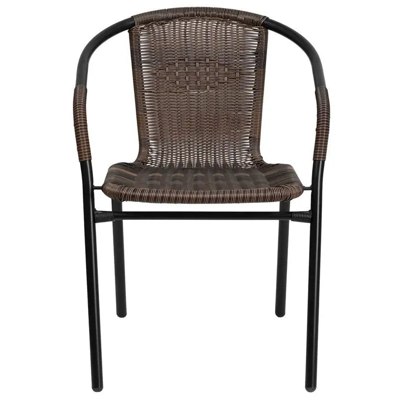 Skovde Dark Brown Rattan Stack Chair for Patio/Bar/Restaurant iHome Studio