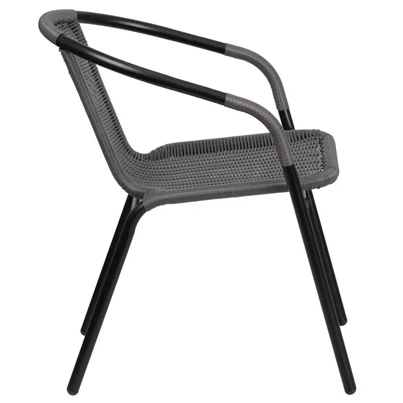 Skovde Gray Rattan Stack Chair for Patio/Bar/Restaurant iHome Studio