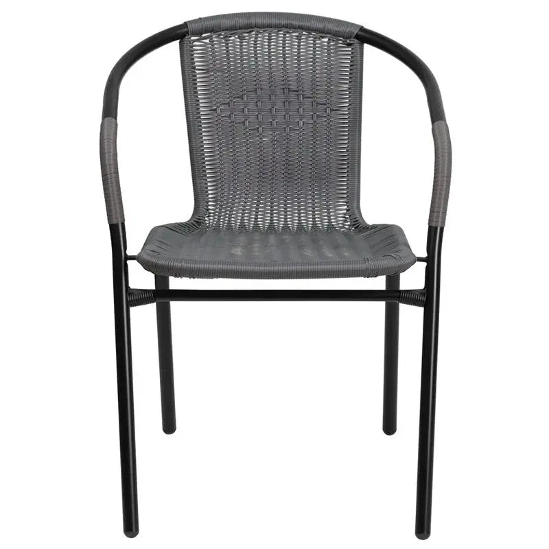 Skovde Gray Rattan Stack Chair for Patio/Bar/Restaurant iHome Studio