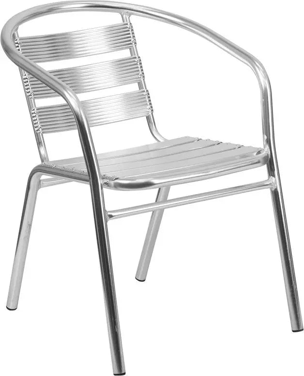 Skovde Heavy Duty Aluminum Stack Chair w/Triple Slat Back for Patio/Bar iHome Studio