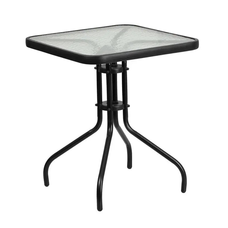 Skovde Square 23.5'' Tempered Glass Metal Table for Patio/Bar iHome Studio