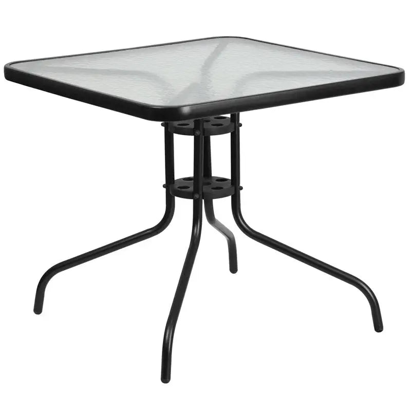 Skovde Square 31.5'' Tempered Glass Metal Table for Patio/Bar iHome Studio