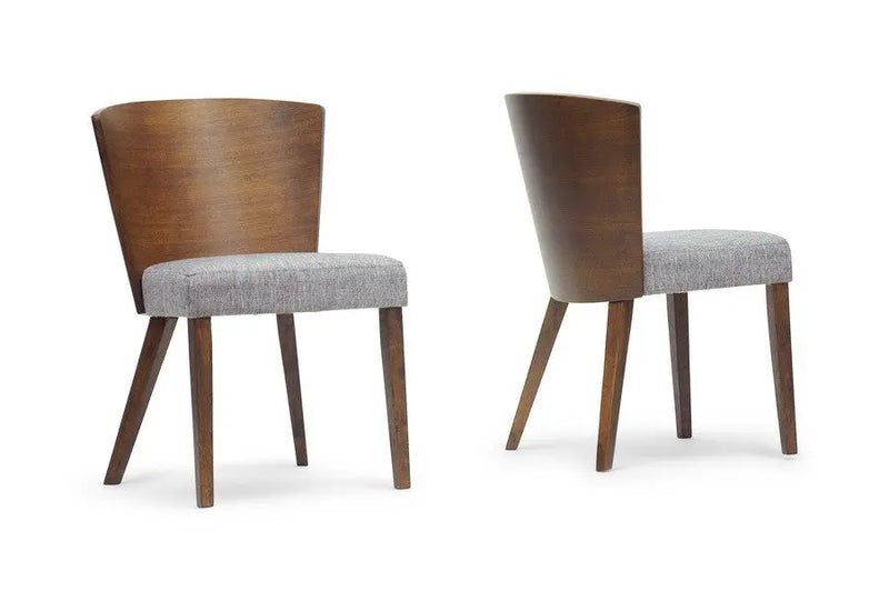 Sparrow Brown & "Gravel" Wood Modern Dining Chair - 2pcs iHome Studio