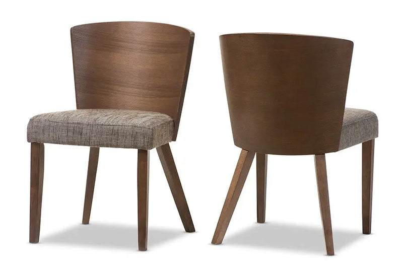 Sparrow Brown & "Gravel" Wood Modern Dining Chair - 2pcs iHome Studio