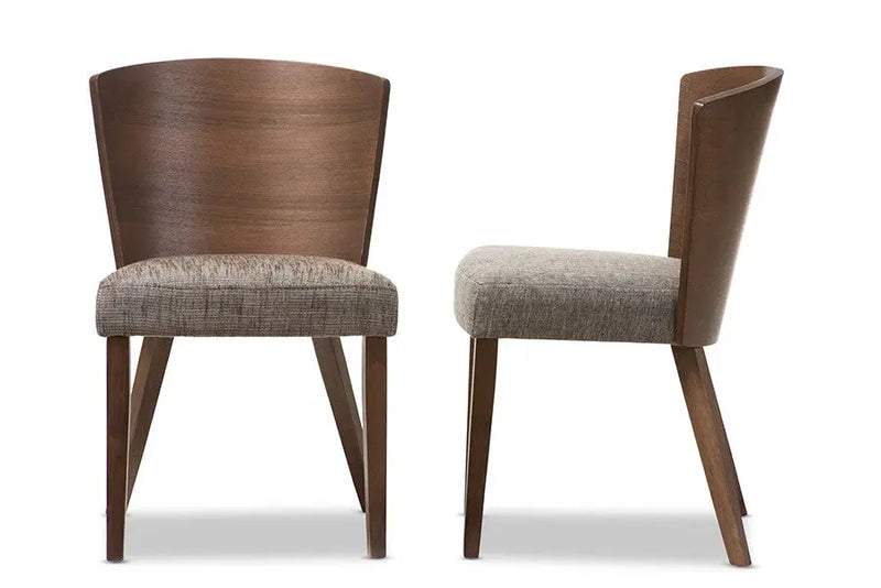 Sparrow Brown & "Gravel" Wood Modern Dining Chair - 2pcs iHome Studio