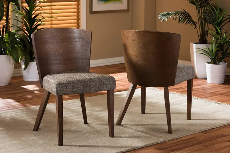 Sparrow Brown & "Gravel" Wood Modern Dining Chair - 2pcs iHome Studio