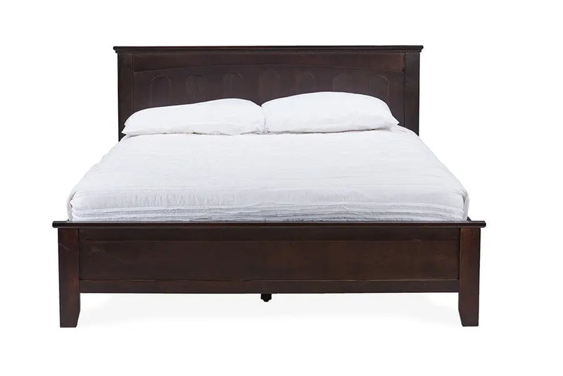 Spuma Cappuccino Wood Platform Bed w/Headboard (Full) iHome Studio