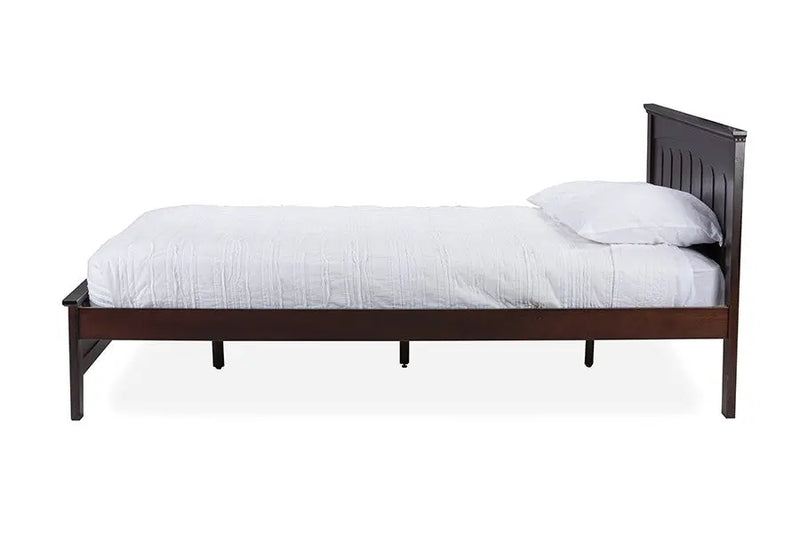 Spuma Cappuccino Wood Platform Bed w/Headboard (Full) iHome Studio