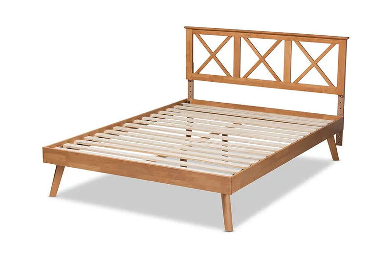 Strasbourg Brown Finished Wood Platform Bed (Queen) iHome Studio