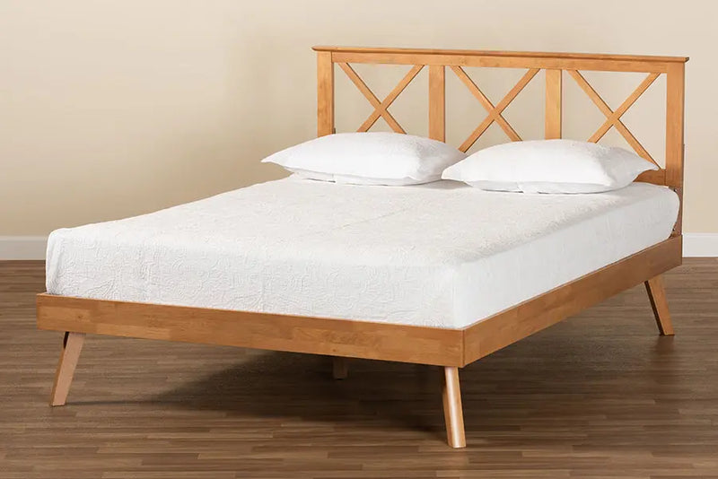 Strasbourg Brown Finished Wood Platform Bed (Queen) iHome Studio