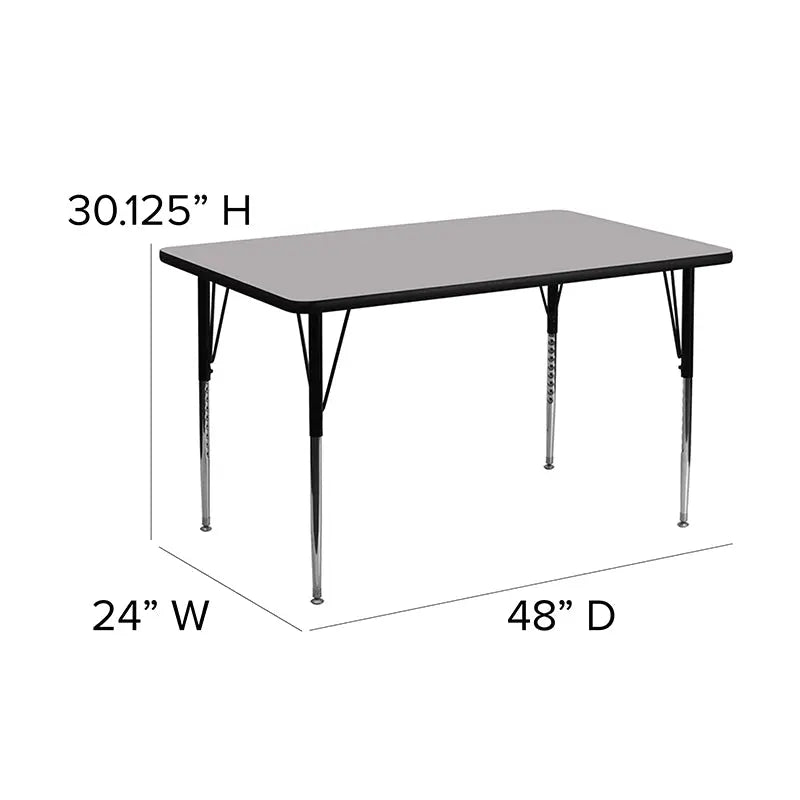 Sydney 24''W x 48''L Rectangular Thermal Laminate Activity Table - Standard Height Adjustable Legs iHome Studio