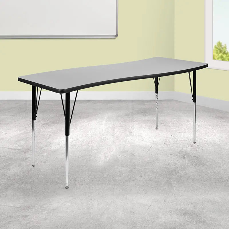 Sydney 26"W x 60"L Rectangle Wave Flexible Collaborative Thermal Laminate Activity Table - Standard Height Adjust Legs iHome Studio