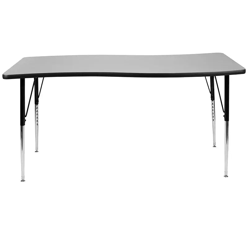 Sydney 26"W x 60"L Rectangle Wave Flexible Collaborative Thermal Laminate Activity Table - Standard Height Adjust Legs iHome Studio