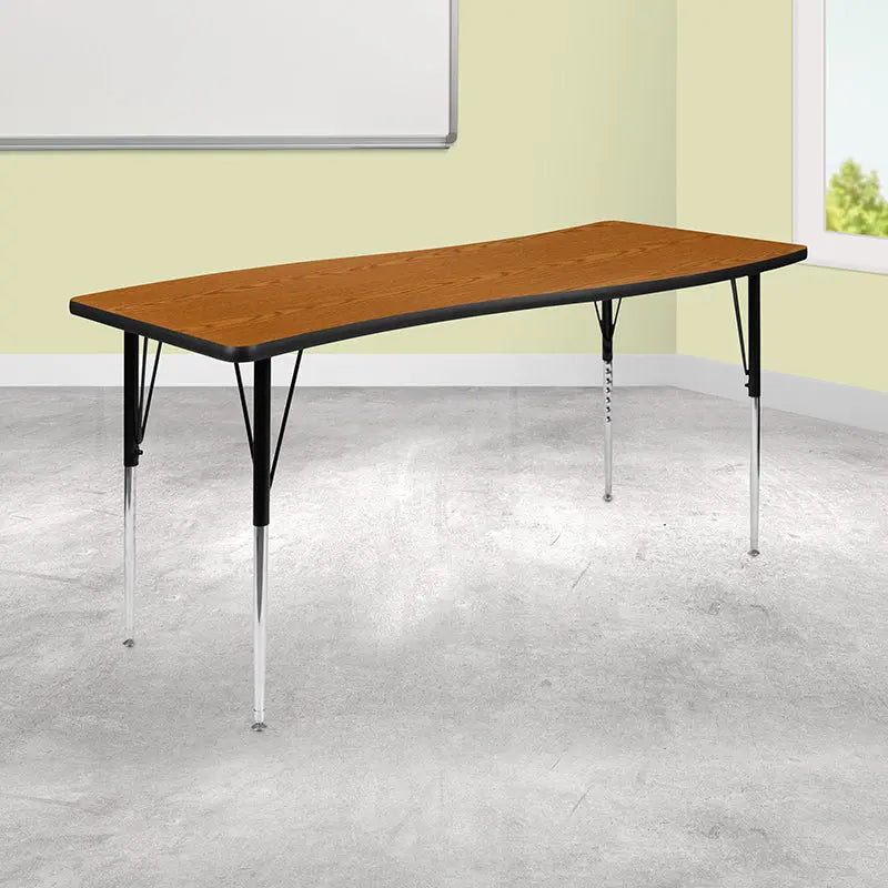 Sydney 26"W x 60"L Rectangle Wave Flexible Collaborative Thermal Laminate Activity Table - Standard Height Adjust Legs iHome Studio