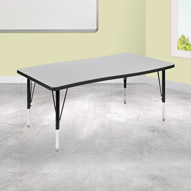 Sydney 28"W x 47.5"L Rectangle Wave Flexible Collaborative Thermal Laminate Activity Table - Height Adjust Short Legs iHome Studio