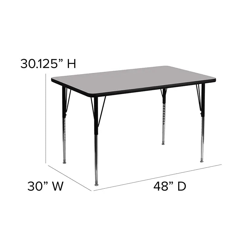 Sydney 30''W x 48''L Rectangular Thermal Laminate Activity Table - Standard Height Adjustable Legs iHome Studio