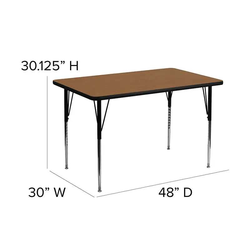 Sydney 30''W x 48''L Rectangular Thermal Laminate Activity Table - Standard Height Adjustable Legs iHome Studio