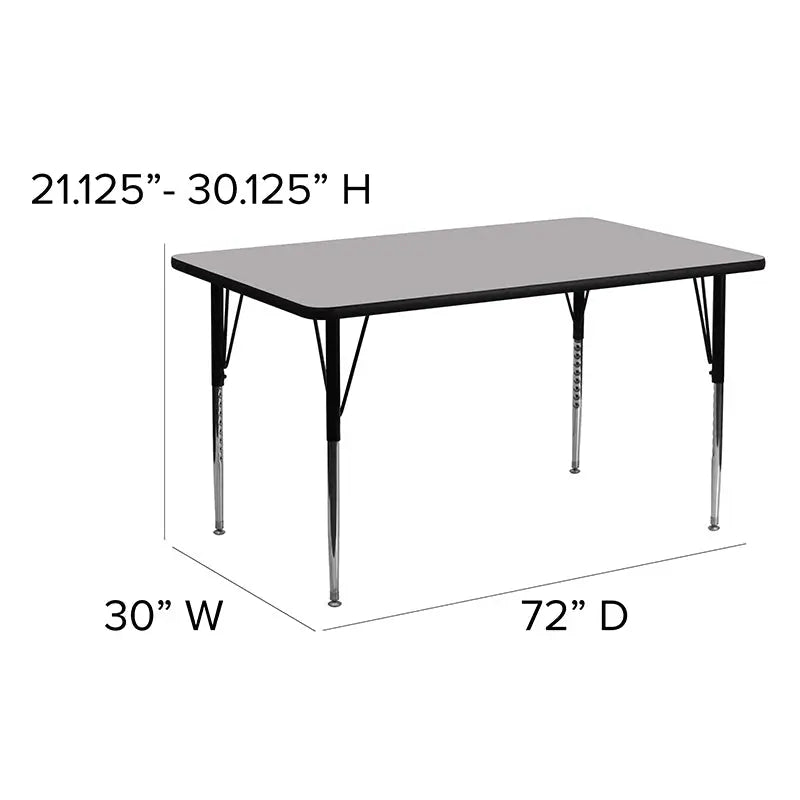 Sydney 30''W x 72''L Rectangular Thermal Laminate Activity Table - Standard Height Adjustable Legs iHome Studio