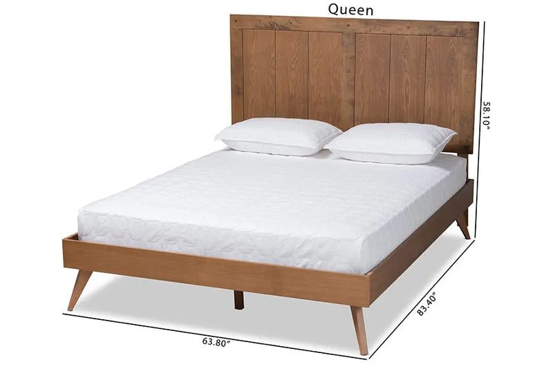 Sydney Ash Walnut Finished Wood Platform Bed (Queen) iHome Studio