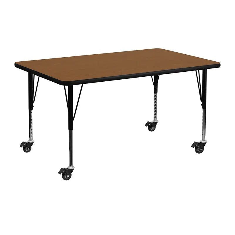 Sydney Mobile 24''W x 48''L Rectangular HP Laminate Activity Table - Height Adjustable Short Legs iHome Studio