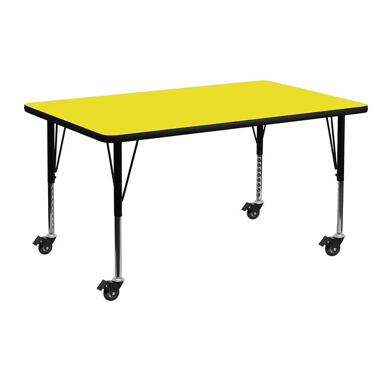 Sydney Mobile 24''W x 48''L Rectangular HP Laminate Activity Table - Height Adjustable Short Legs iHome Studio