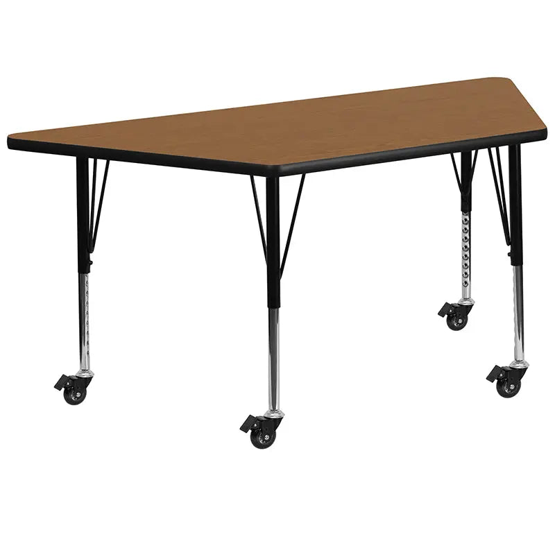 Sydney Mobile 29''W x 57''L Trapezoid Thermal Laminate Activity Table - Height Adjustable Short Legs iHome Studio