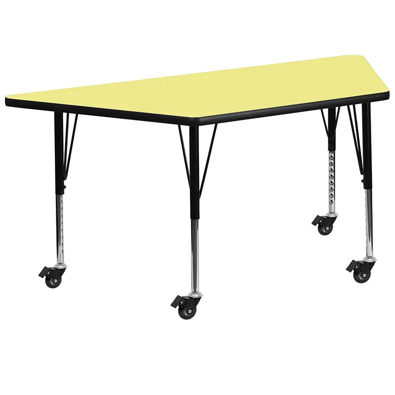 Sydney Mobile 29''W x 57''L Trapezoid Thermal Laminate Activity Table - Height Adjustable Short Legs iHome Studio
