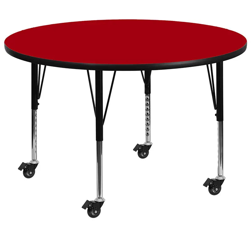 Sydney Mobile 42'' Round Thermal Laminate Activity Table - Height Adjustable Short Legs iHome Studio
