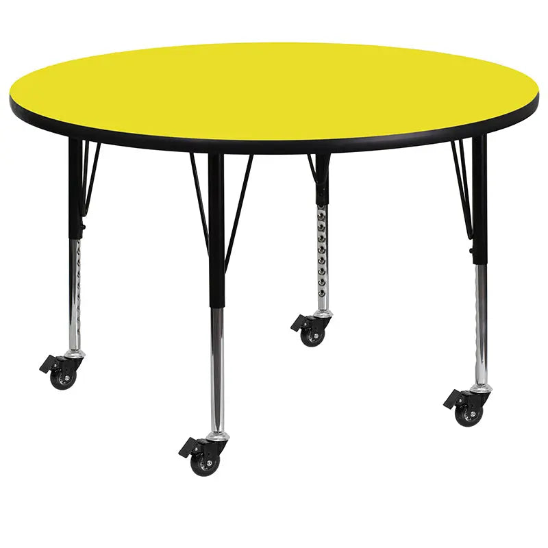 Sydney Mobile 48'' Round HP Laminate Activity Table - Height Adjustable Short Legs iHome Studio