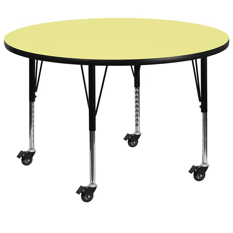 Sydney Mobile 60'' Round Thermal Laminate Activity Table - Height Adjustable Short Legs iHome Studio