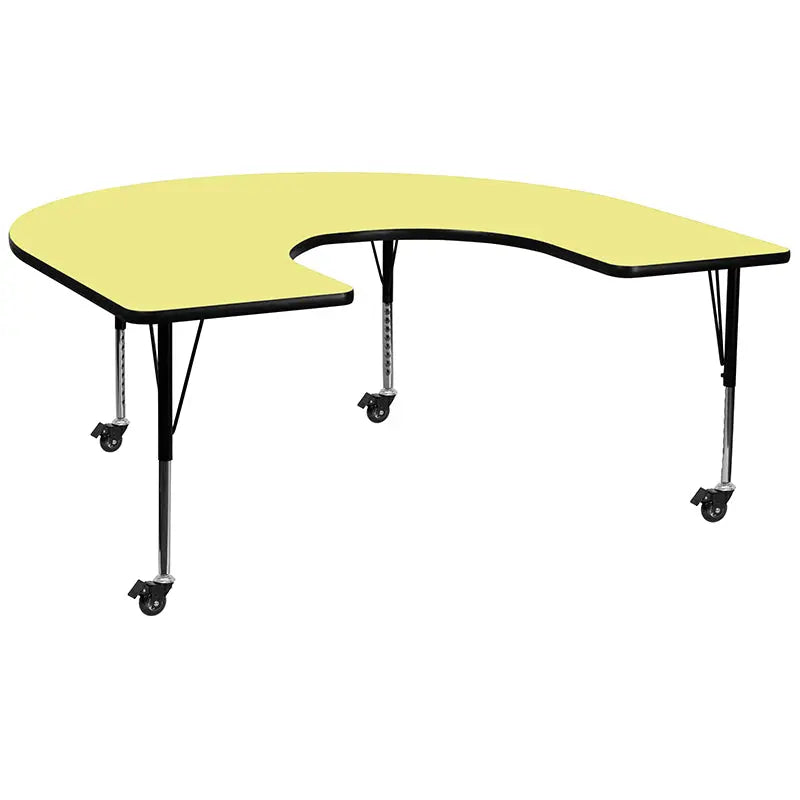 Sydney Mobile 60''W x 66''L Horseshoe Thermal Laminate Activity Table - Height Adjustable Short Legs iHome Studio