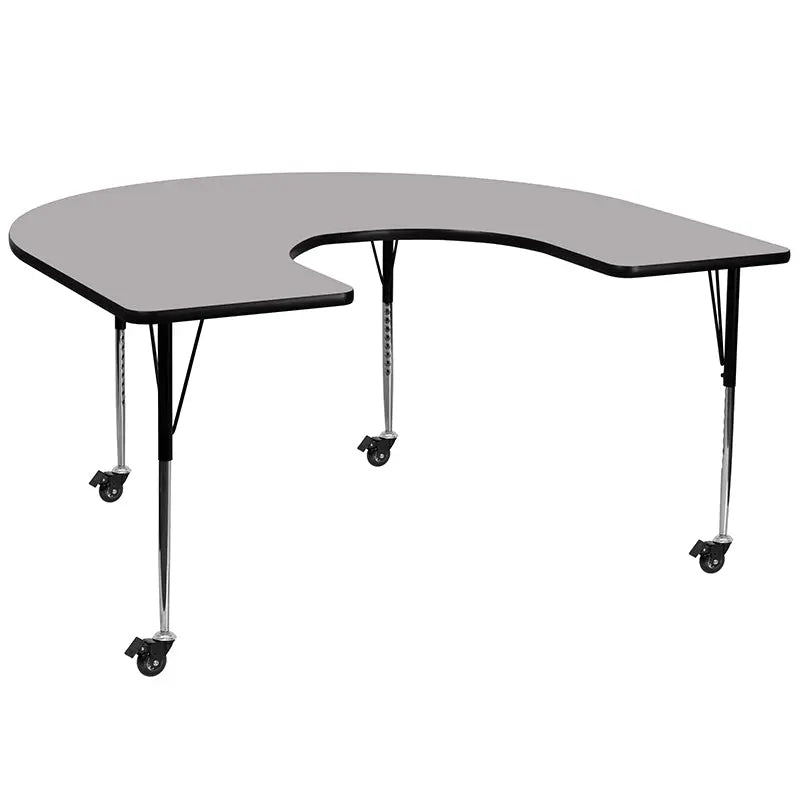 Sydney Mobile 60''W x 66''L Horseshoe Thermal Laminate Activity Table - Standard Height Adjustable Legs iHome Studio