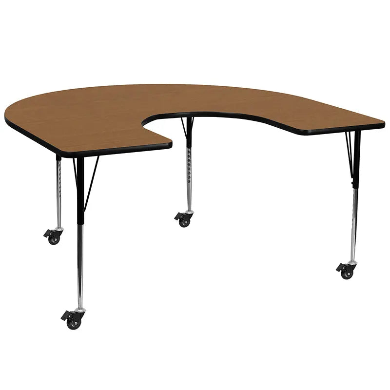 Sydney Mobile 60''W x 66''L Horseshoe Thermal Laminate Activity Table - Standard Height Adjustable Legs iHome Studio