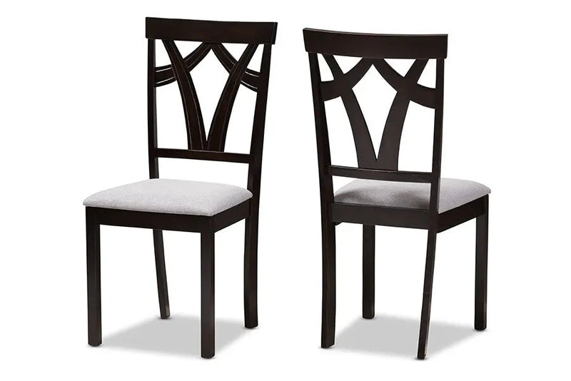 Sylvia Grey Fabric Upholstered & Dark Brown Finished Dining Chair - 2pcs iHome Studio