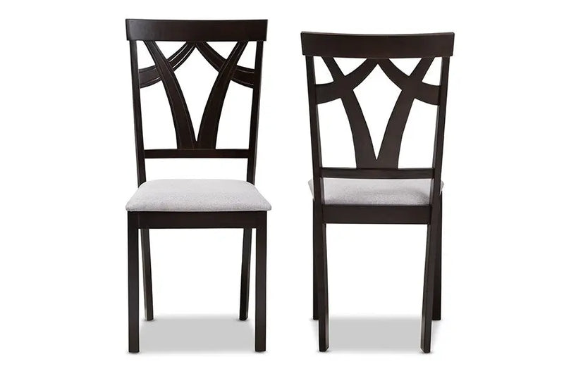 Sylvia Grey Fabric Upholstered & Dark Brown Finished Dining Chair - 2pcs iHome Studio