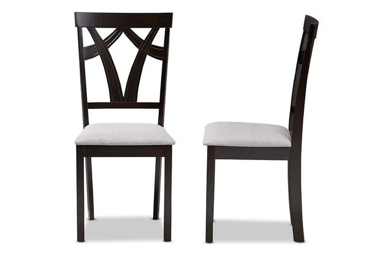 Sylvia Grey Fabric Upholstered & Dark Brown Finished Dining Chair - 2pcs iHome Studio