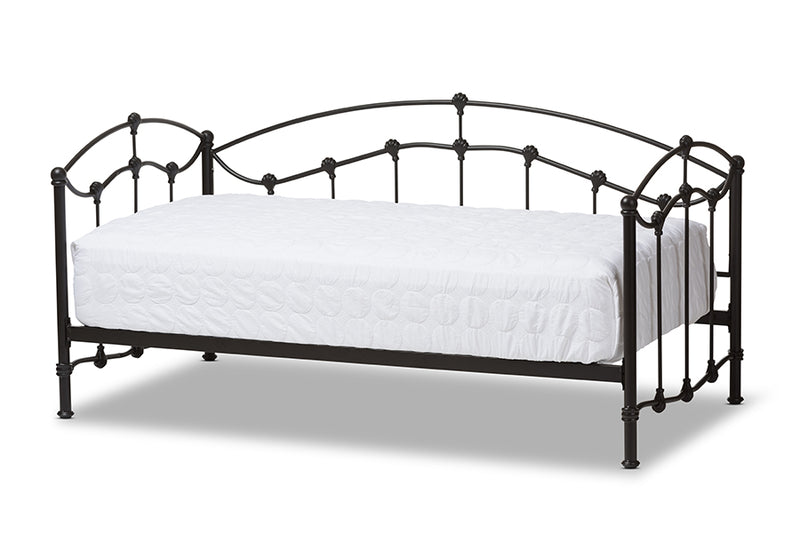 Leighton Vintage Industrial Black Finished Metal Daybed iHome Studio