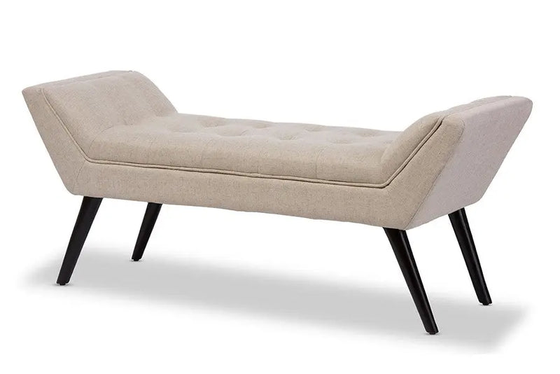 Tamblin Retro Beige Linen Fabric Upholstered Grid-Tufting 50-Inch Bench iHome Studio