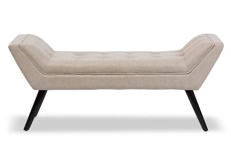Tamblin Retro Beige Linen Fabric Upholstered Grid-Tufting 50-Inch Bench iHome Studio
