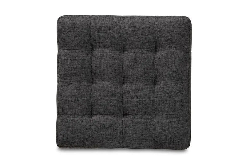 Thomas Dark Grey Fabric Upholstered Tufted Cube Ottoman iHome Studio