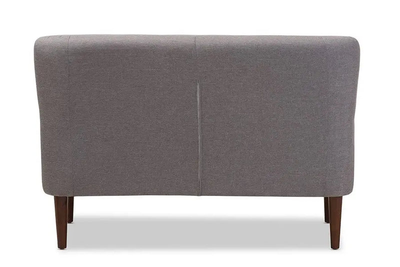 Toni Light Grey Fabric Upholstered Walnut Wood Button-Tufted 2-Seater Loveseat iHome Studio