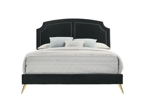 Trey King Bed, Black Velvet iHome Studio