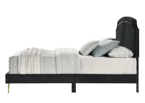 Trey King Bed, Black Velvet iHome Studio