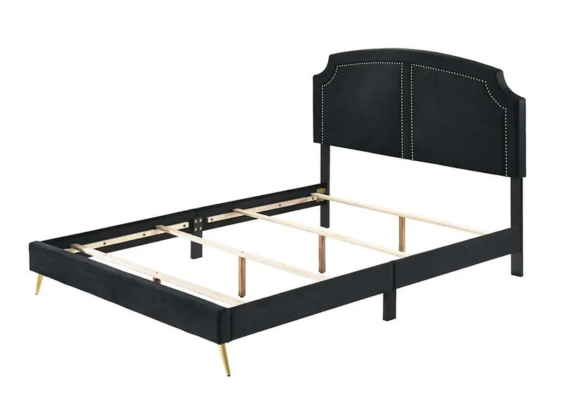 Trey Queen Bed, Black Velvet iHome Studio