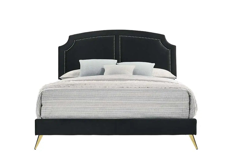 Trey Queen Bed, Black Velvet iHome Studio