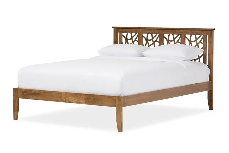Trina Tree Branch Inspired Walnut Wood Platform Bed (Queen) iHome Studio